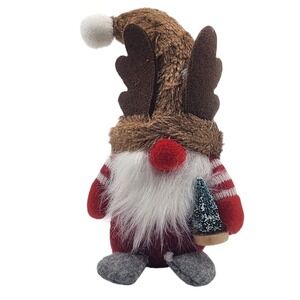 Antlers Dwarf Rudolph Holiday Gnome Doll Christmas Room Desk Decor Stripe Shirt